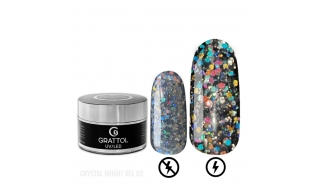 Grattol Gel Crystal Bright 03 - Гель со светоотражающим крупным глиттером, 15 мл